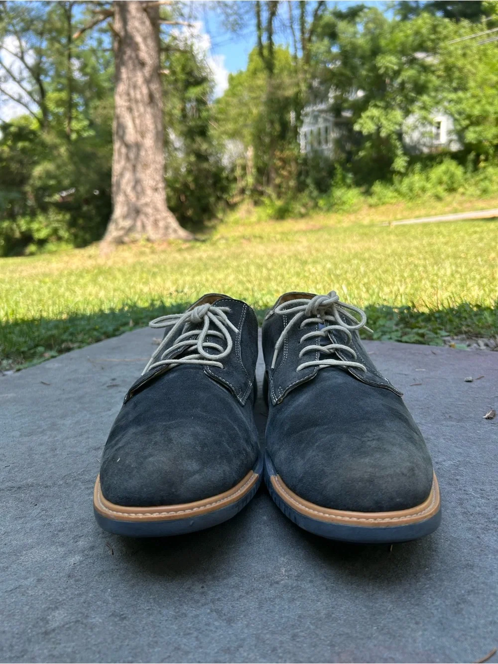 Cole Haan Men's Size 12 Suede Derby Shoes in Dark Blue